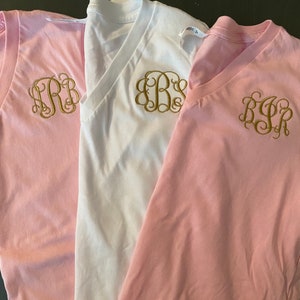 V-neck T-Shirt, Monogrammed Tee, Monogram T-Shirt, Custom t- shirt, v- neck tee, coordinating v-neck tees