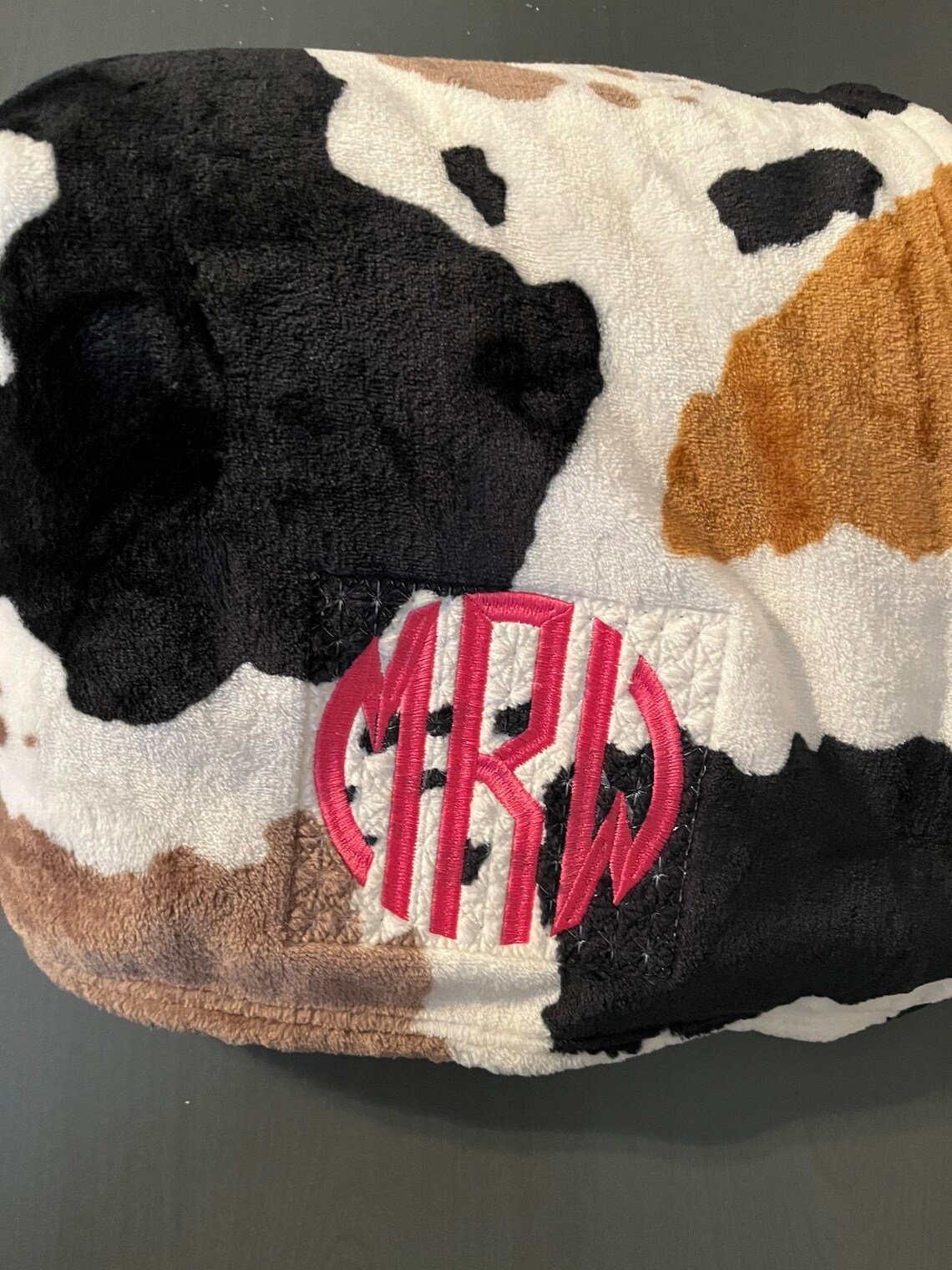 Personalized Cow Print Throw Blanket/ Monogram Cow Blanket / Etsy