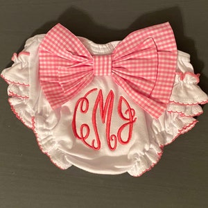 Monogrammed Gingham Diaper Covers/  Custom Gingham Bloomers