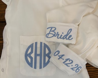 Monogrammed Oxford Shirt, Bridal Party Getting Ready Shirt, Custom Oxford Bride Shirt