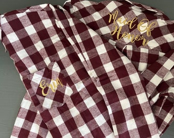 Monogrammed Plaid Flannel Shirt: Personalized Cotton Button-Down