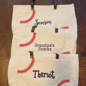 Personalized Baseball Tote Bag, Embroidered Name & Number, Baseball Mom Gift image 8