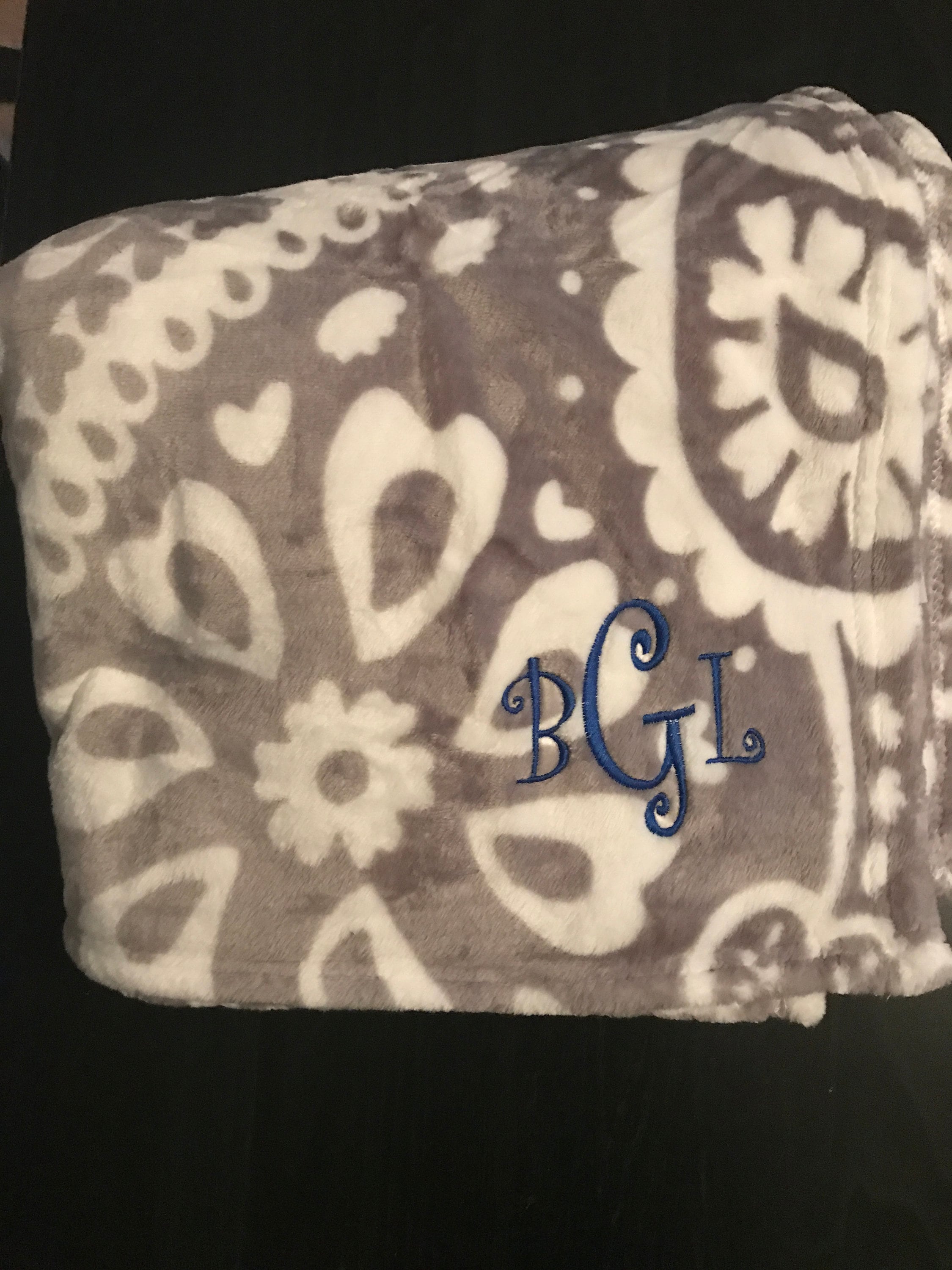 Personalized Throw Blanket/ Monogram Paisley Blanket / Custom Etsy