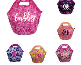 Bolsa de almuerzo de neopreno con monograma: Bolsa de almuerzo personalizada