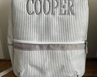 Mochila de seersucker con monograma - Vuelta al cole - Mochilas de seersucker personalizadas