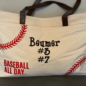 Monogrammed Baseball Tote Bag - Monogrammed Baseball Bag- Baseball Bags - Baseball Mom Bag