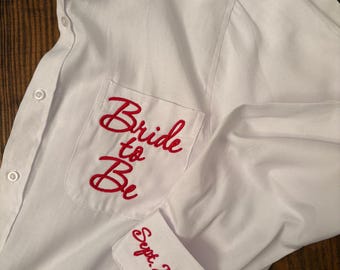 Monogrammed Oxford Shirt, Personalized Oxford Shirt: Bridal Party Wedding Day Gift