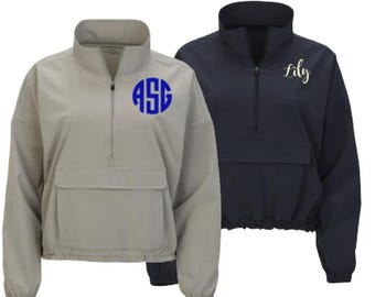 Suéter con monograma y cremallera de un cuarto - Cortavientos personalizado con cremallera de 1/4 - Suéter cortavientos personalizado