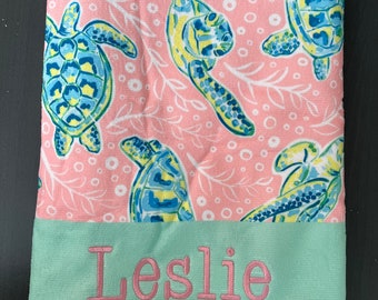 Monogrammed Sea Turtle Beach Towel: Personalized Summer Towel