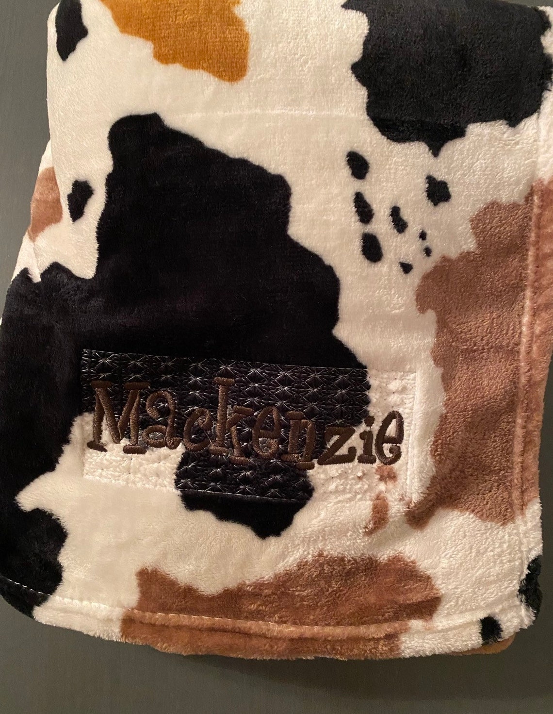Personalized Cow Print Throw Blanket/ Monogram Cow Blanket / Etsy