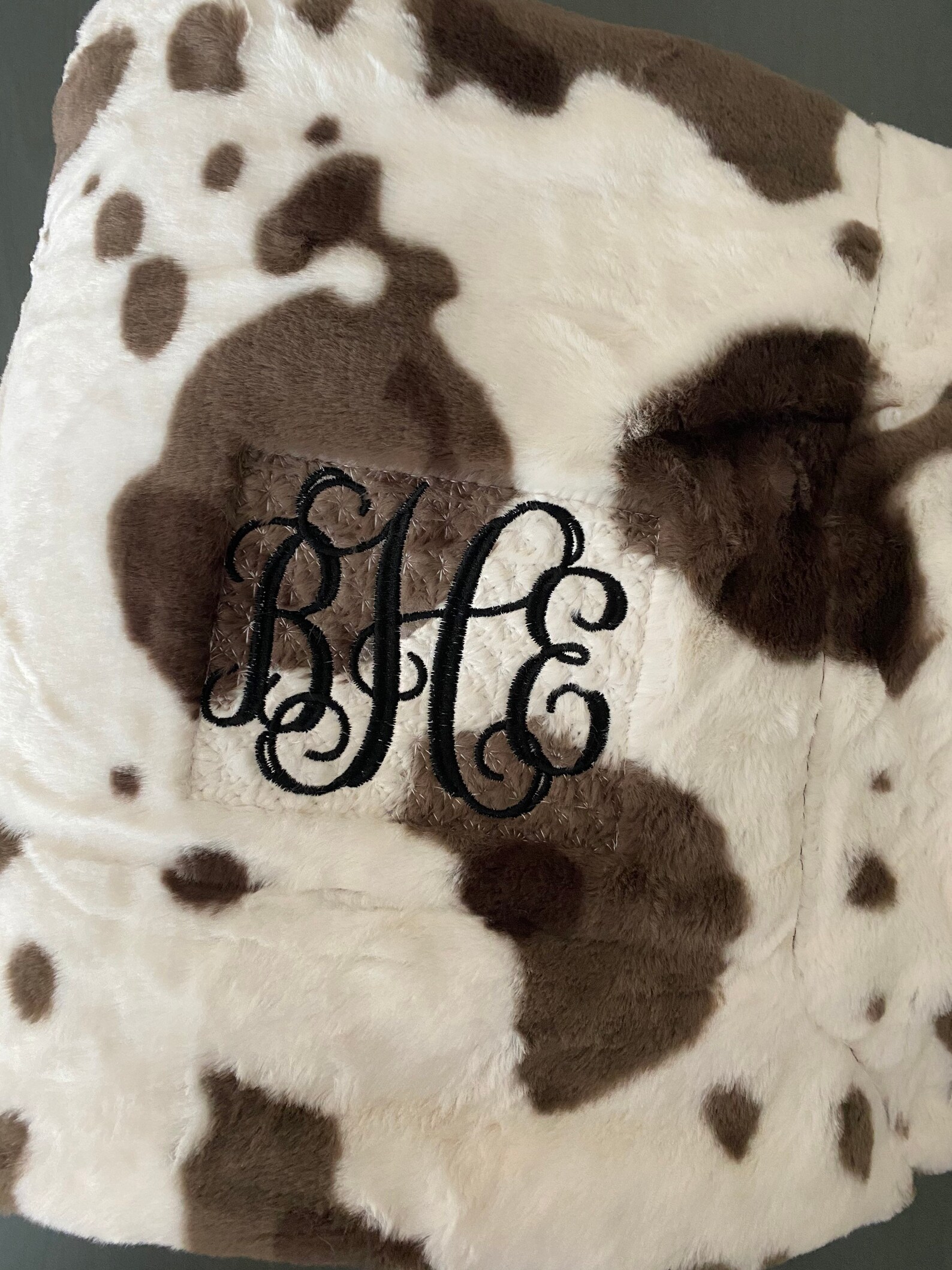 Personalized Cow Print Throw Blanket/ Monogram Cow Blanket / Etsy
