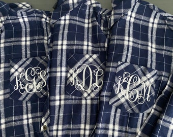 Monogrammed Plaid Flannel Shirt - Custom Plaid Flannel Shirts - Bride and Bridesmaid Shirts