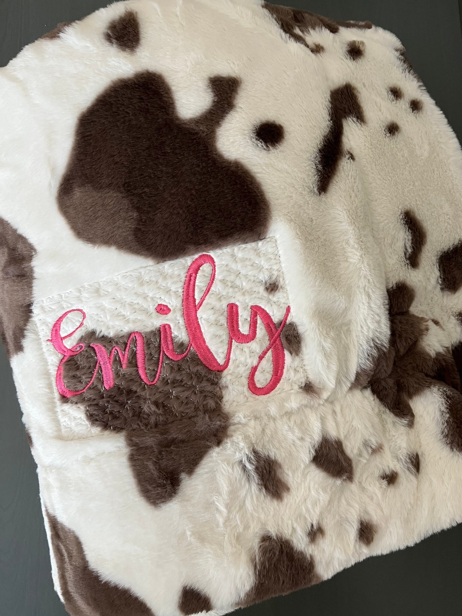 Personalized Cow Print Throw Blanket/ Monogram Cow Blanket / Etsy