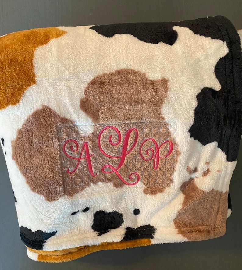 Personalized Cow Print Throw Blanket/ Monogram Cow Blanket / Etsy