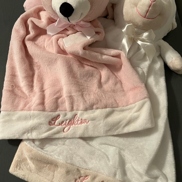 Monogrammed Lovey Blanket - Monogrammed Baby Gifts - Personalized Blankie - Comfort Blanket - Soothing Blanket