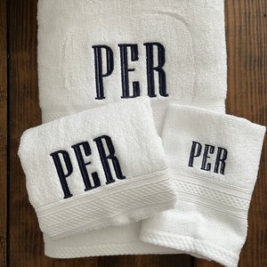 Monogrammed  3 - Piece Towel Set  Personalized Towels