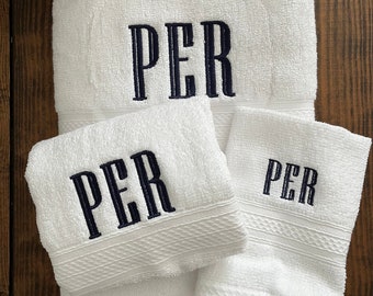 Monogrammed  3 - Piece Towel Set  Personalized Towels