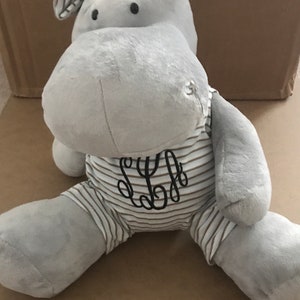 Personalized Plush Stuffed Animals / Monogrammed Plush Animals/ Plush Hippo / Plush Stuffed Animals