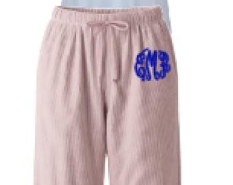 Monogrammed Seersucker Pajama Set - Custom Seersucker Pajama Set - Personalized Seersucker Pajamas