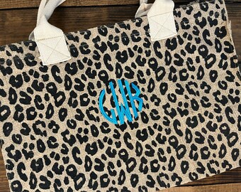 Monogrammed Leopard Tote Bag/ Monogram Tote Bag/ Leopard