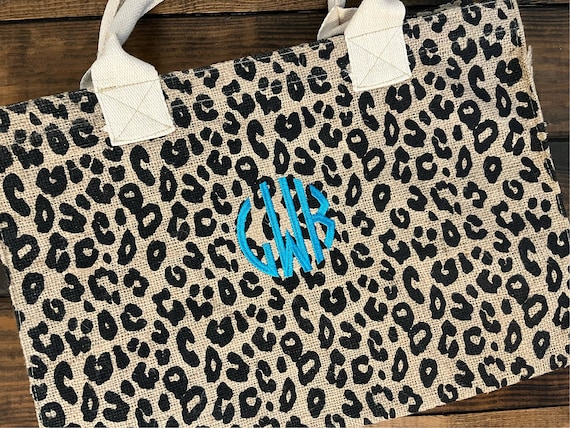 Monogrammed Leopard Tote Bag/ Monogram Tote Bag/ Leopard