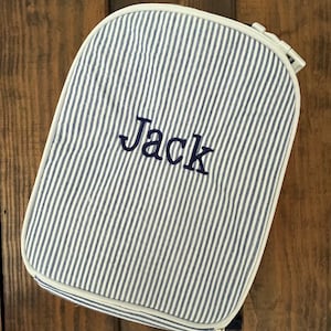 Monogrammed Seersucker Lunchbox- Back to School - Custom Seersucker Lunchbox