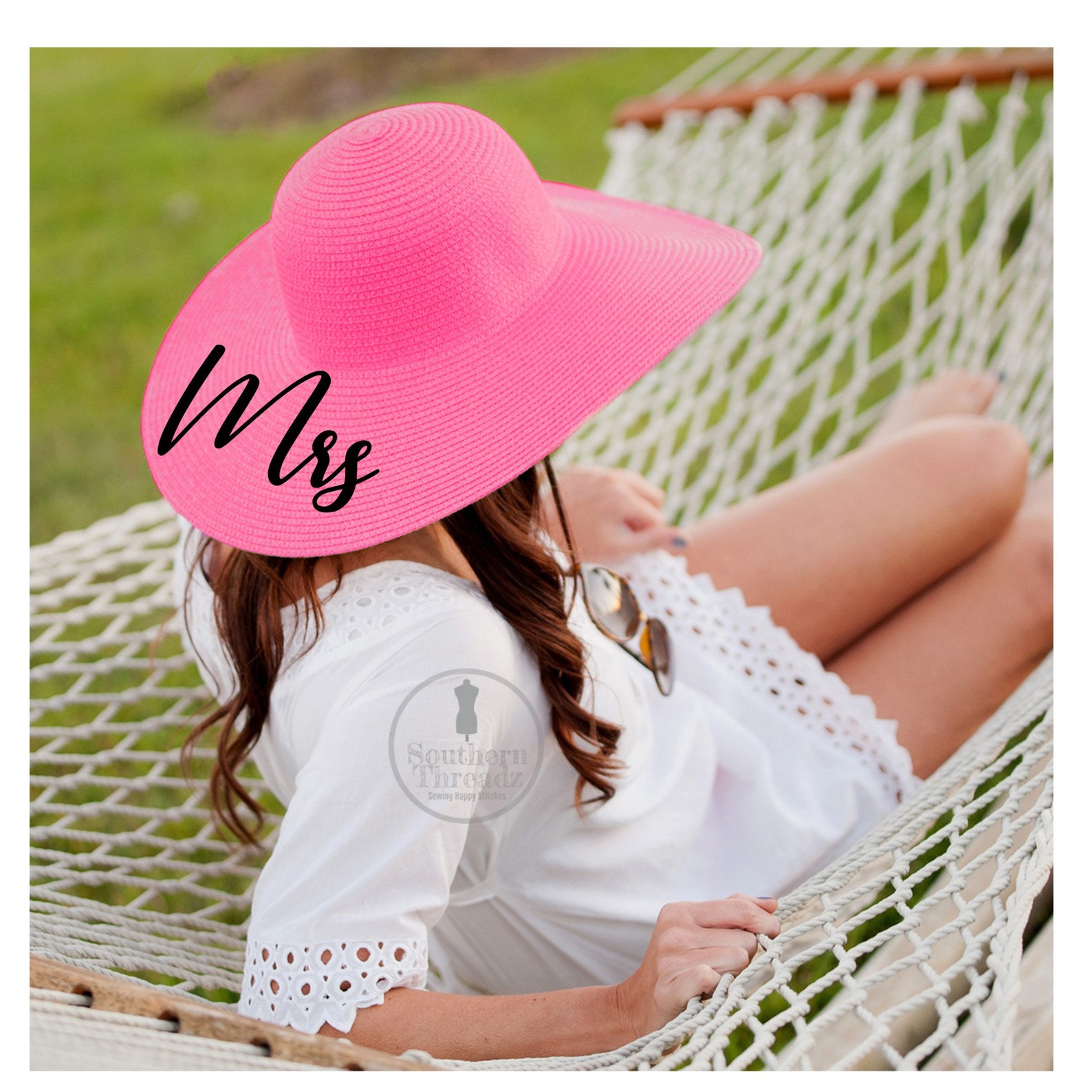 Floppy Beach Hat Personalized Bride Hat Floppy Hat With Name Etsy