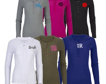 Monogrammed Henley Shirt: Personalized Cotton Blend Top