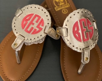 Girls Personalized Medallion Sandals/ Medallion Sandals - Custom Girls Monogrammed Medallion Sandals - Monogrammed Girls Sandals