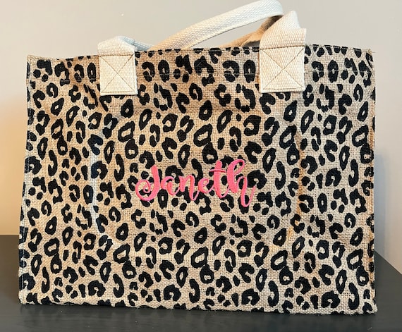 Monogrammed Leopard Tote Bag