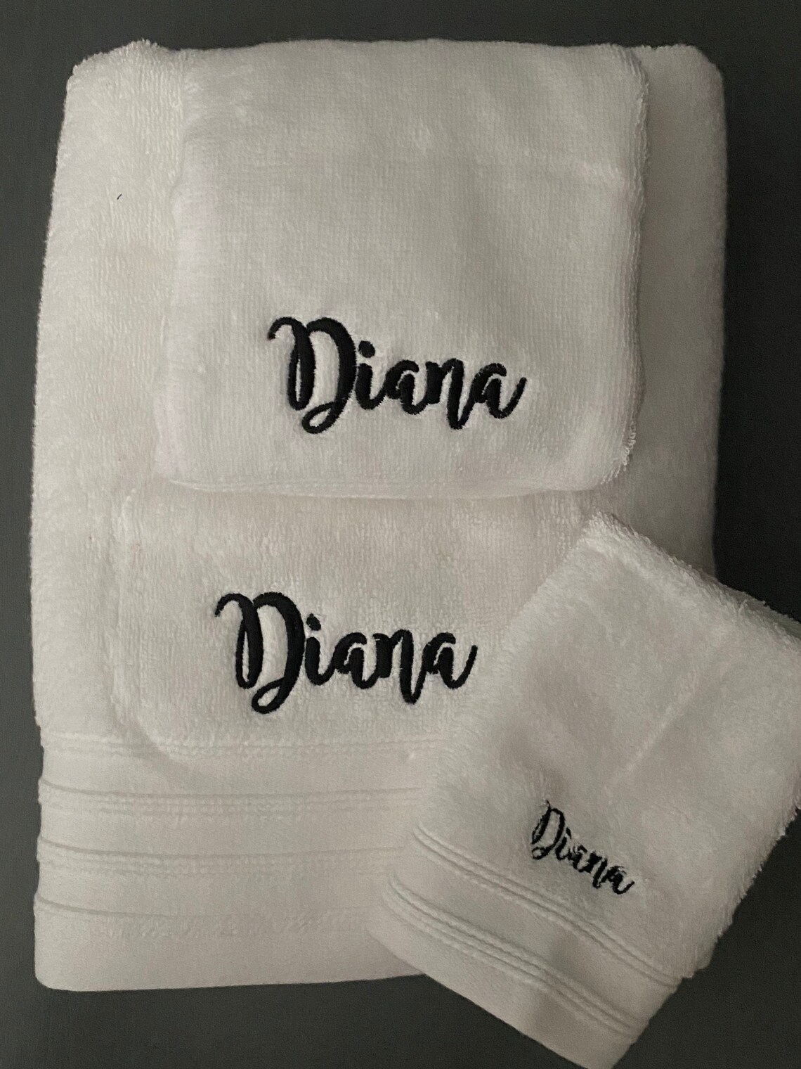 Monogrammed Bath Towel Set Monogrammed 3 Piece Towel Set Etsy