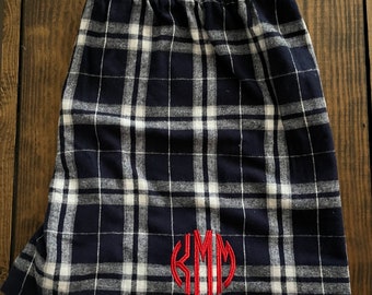 Mens Personalized Plaid Flannel Boxer Shorts: Monogrammed Gift