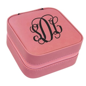 Personalized Vegan Leather Jewelry Travel Case - Monogrammed Gift