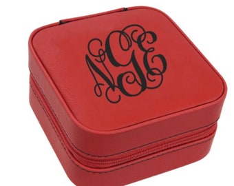 Estuche de viaje para joyas de piel vegana personalizado - Regalo con monograma