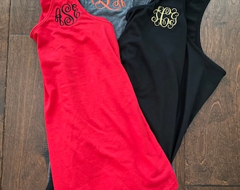 Monogram Racerback Tank Top: Custom Cotton-Poly Blend Workout Shirt