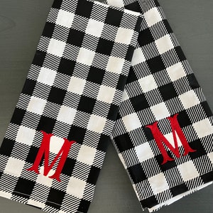 Monogrammed Buffalo Plaid Kitchen Towel/ Custom Kitchen Towel