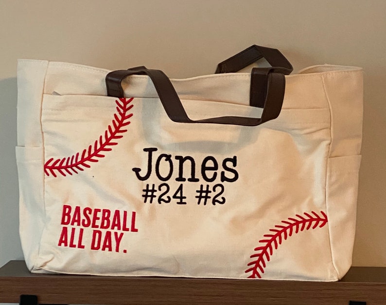 Monogrammed Baseball Tote Bag Monogrammed Baseball Bag Etsy
