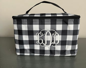 Monogrammed  Buffalo Check Cosmetics Bags / Monogrammed  Make Up Bag / Buffalo Check Travel Cosmetics Bag/