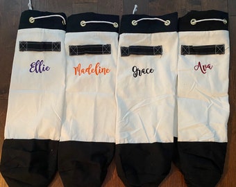 Bolsa de lavandería de lona con monograma: cierre de cordón personalizado