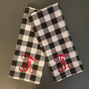 Monogrammed Buffalo Plaid Kitchen Towel/ Custom Kitchen Towel