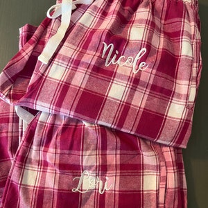 Monogrammed Plaid Flannel Pajama Pants: Personalized Cotton Sleepwear