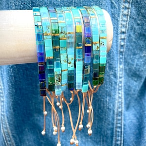 Blue TILA BRACELET Adjustable Tile Beaded Friendship Bracelet Colorful ...