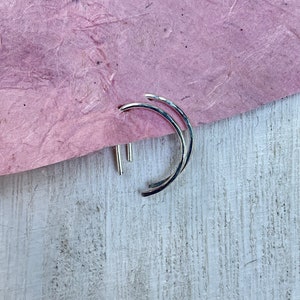 Tiny STERLING SILVER Half Hoop Huggie Earrings • Minimalist Silver Huggie Earrings • Everyday Allday Minimalist Silver Earrings