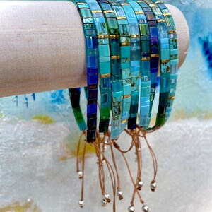 Blue TILA BRACELET Adjustable Tile Beaded Friendship Bracelet - Etsy