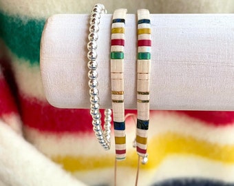 RETRO Colorblock Hudson Bay Tile Bracelet! • Colorful Friendship Bracelet • Adjustable Bead Bracelet • Classic Everyday Minimalist Bracelet