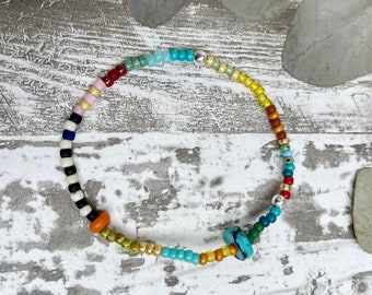 UNISEX Colorful Beaded Stretch Bracelet • Multicolor FUN Bracelets • Stackable • Tiny Bead Bracelets • Handmade Jewelry