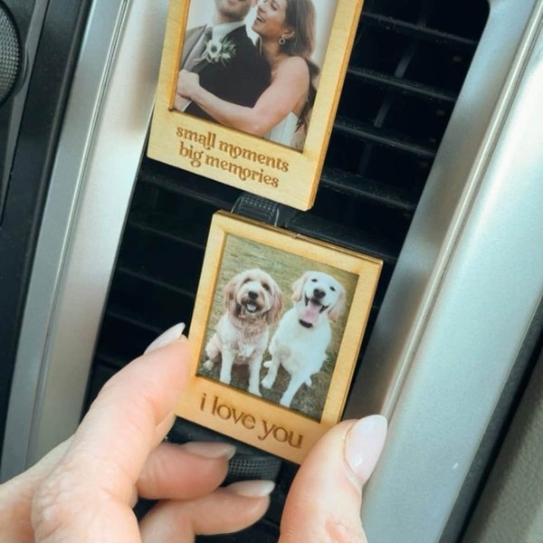 Personalized Vent Clip Photo Car Ornament, Car Photo Decor Accessories, Hanging Car Polaroid Custom Image, Valentine Gift for Boyfriend