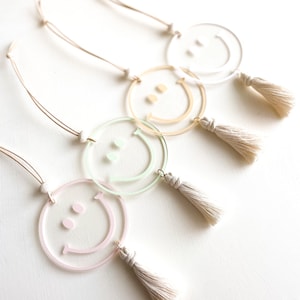 Smiley Face Car Charm | Retro Rearview Mirror Hanger | Car Accessories | Hanging, Rear View Mirror Accessories, Tassel Car Hanger, Car Charm