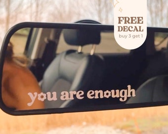 You Are Enough | Car Mirror Decal | Rear View Mirror Decal | Self Affirmation | Car Decal | Smiley Face | Mirror Sticker