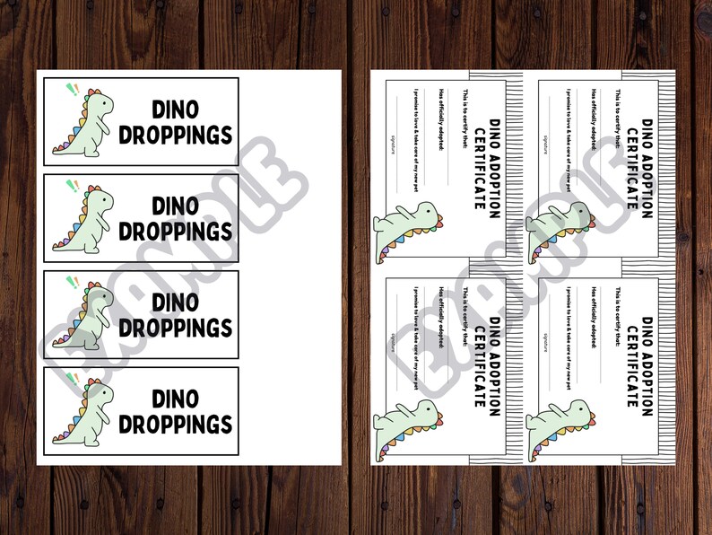 Adopt-a-dino Printable Kit Dinosaur Adoption Certificate for - Etsy